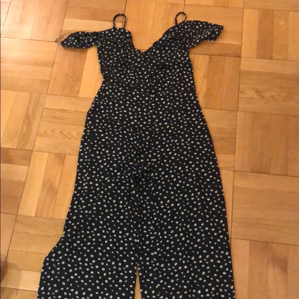 Black Cut Out Shoulder Floral Print Jumpsuit